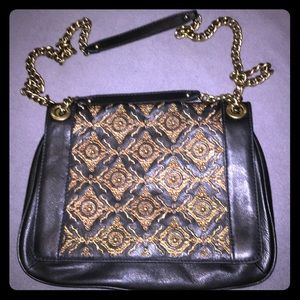 Isabella Fiore Black And Gold Crossbody Bag